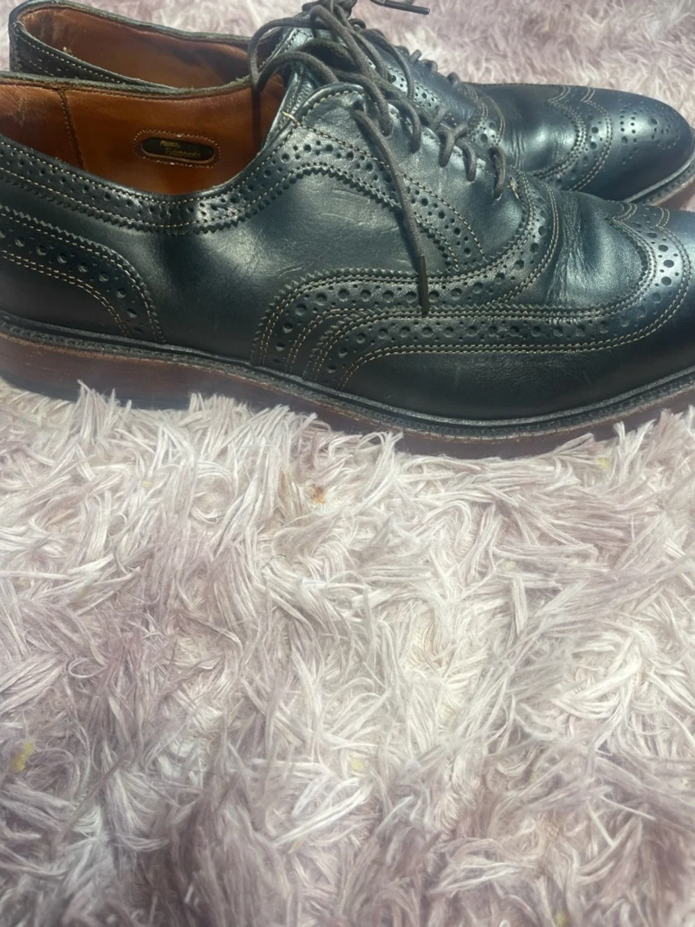 ALLEN‎ EDMONDS McTavish Size 11D Black Leather Oxford Lace Up Wingtip Shoes